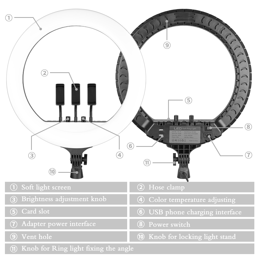 SH 18 Inch Knob Ring Light LED – Photography Lighting Youtube recenzja i cena