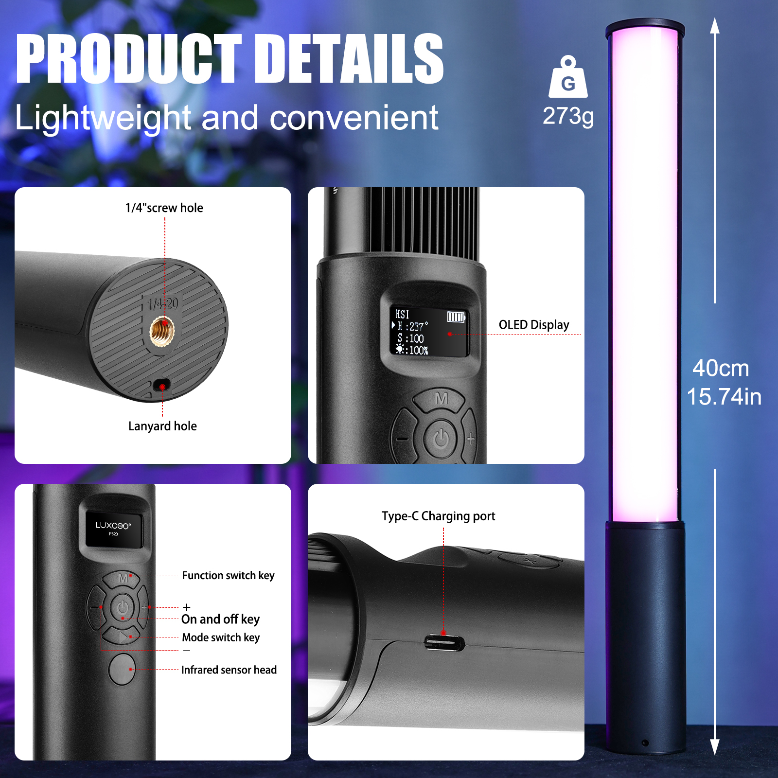 P400 RGB Light Wand Handheld L – Photography Lighting Youtube recenzja i cena
