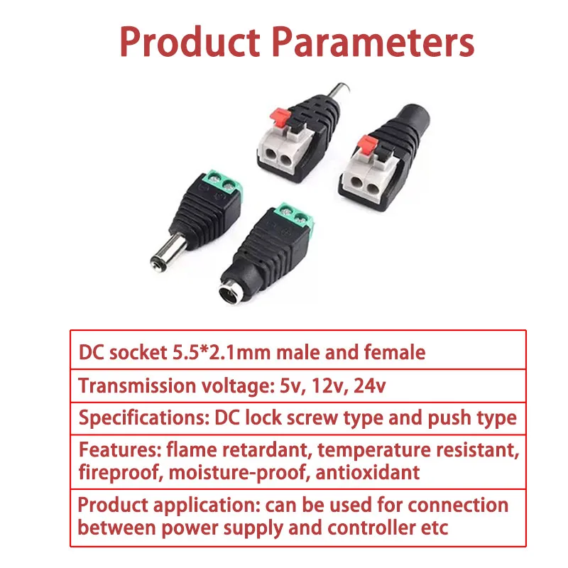 Female and Male DC Connectors  – Photography Led Lighting Kit recenzja i cena