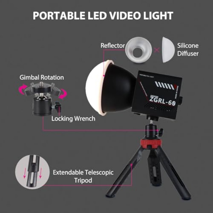 60W COB LED Video Light Handhe – Photography Lighting For Studio recenzja i cena