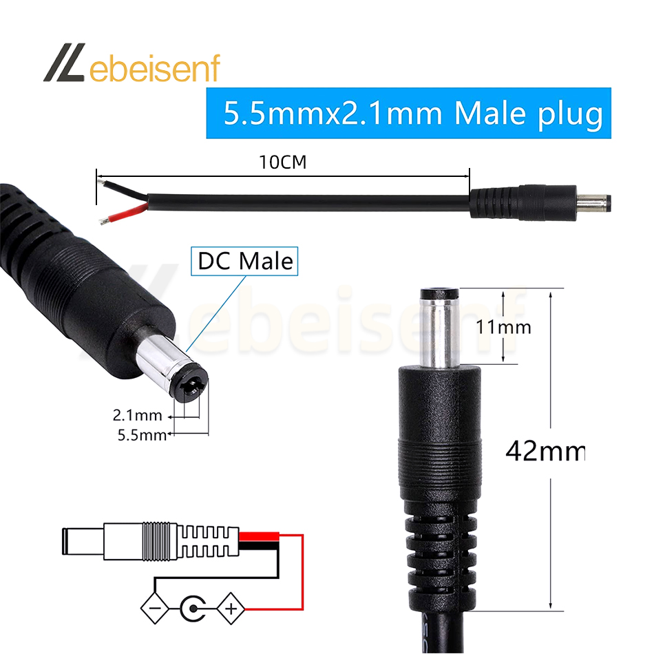 5/10 Pcs 5.5x2.1 Plug DC Male  – Photography Led Lighting Kit recenzja i cena