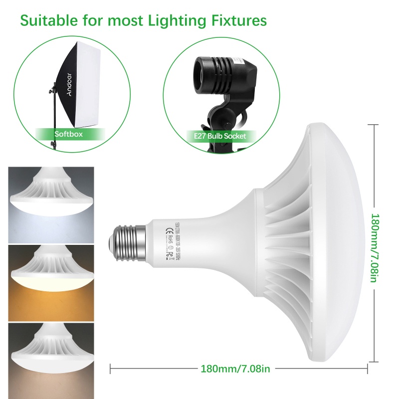Andoer 150W LED Light Bulb Pho – Photography Lighting Lamp recenzja i cena