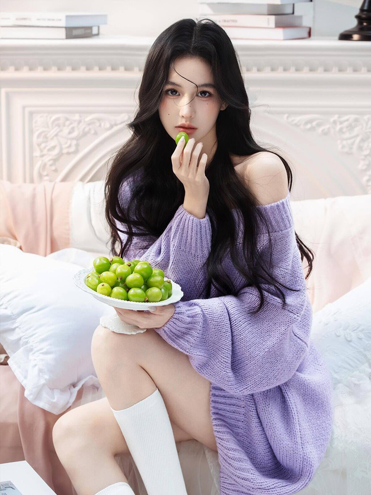 Autumn Winter Purple Sweater O – Photography Lighting For Studio recenzja i cena